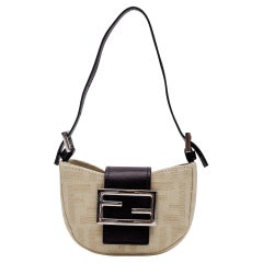 Fendi Zucca FF Neutrals Crescent Micro Bag
