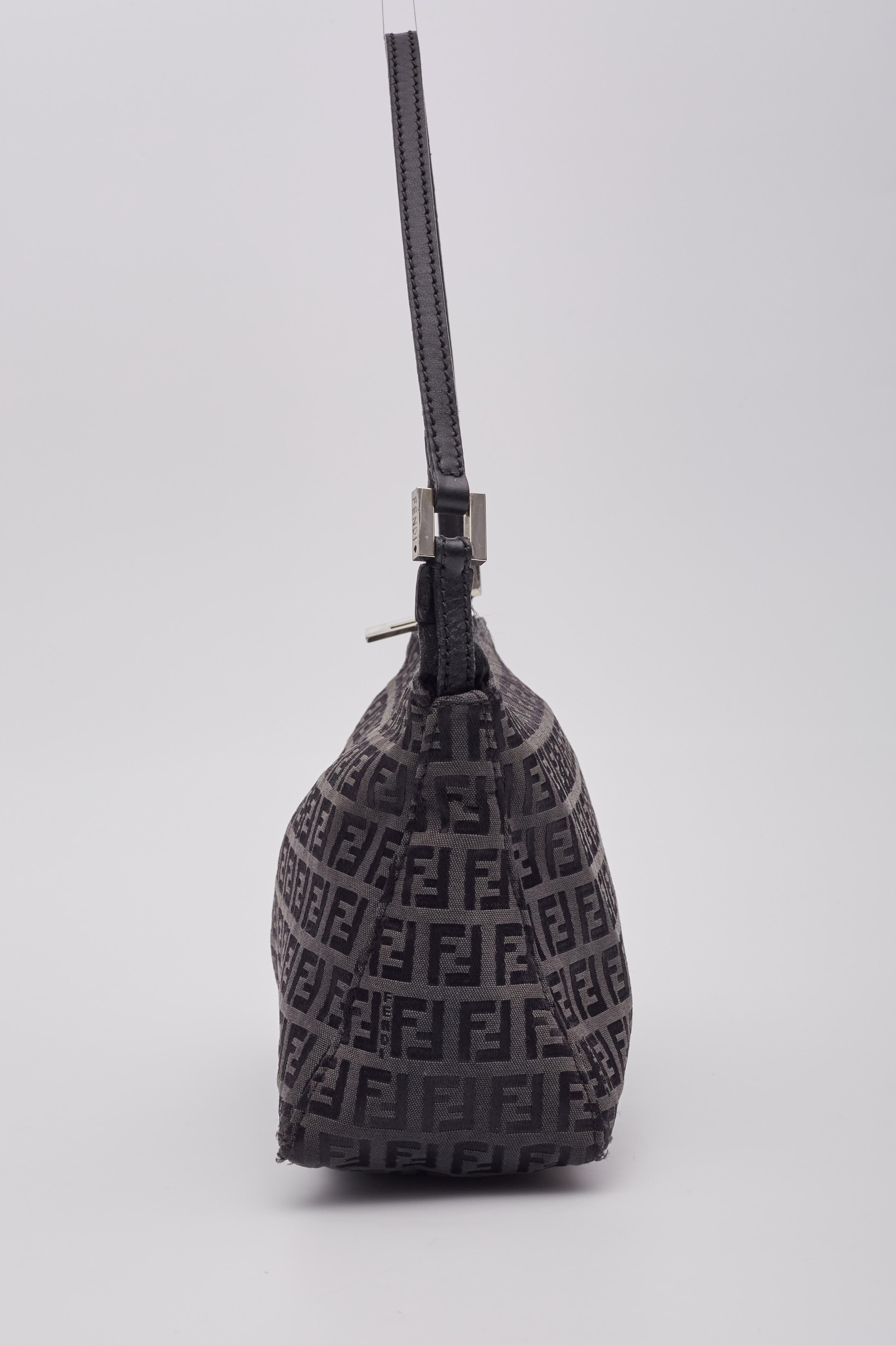 Fendi Zucca FF Print Black Canvas Shoulder Mini Bag For Sale 1