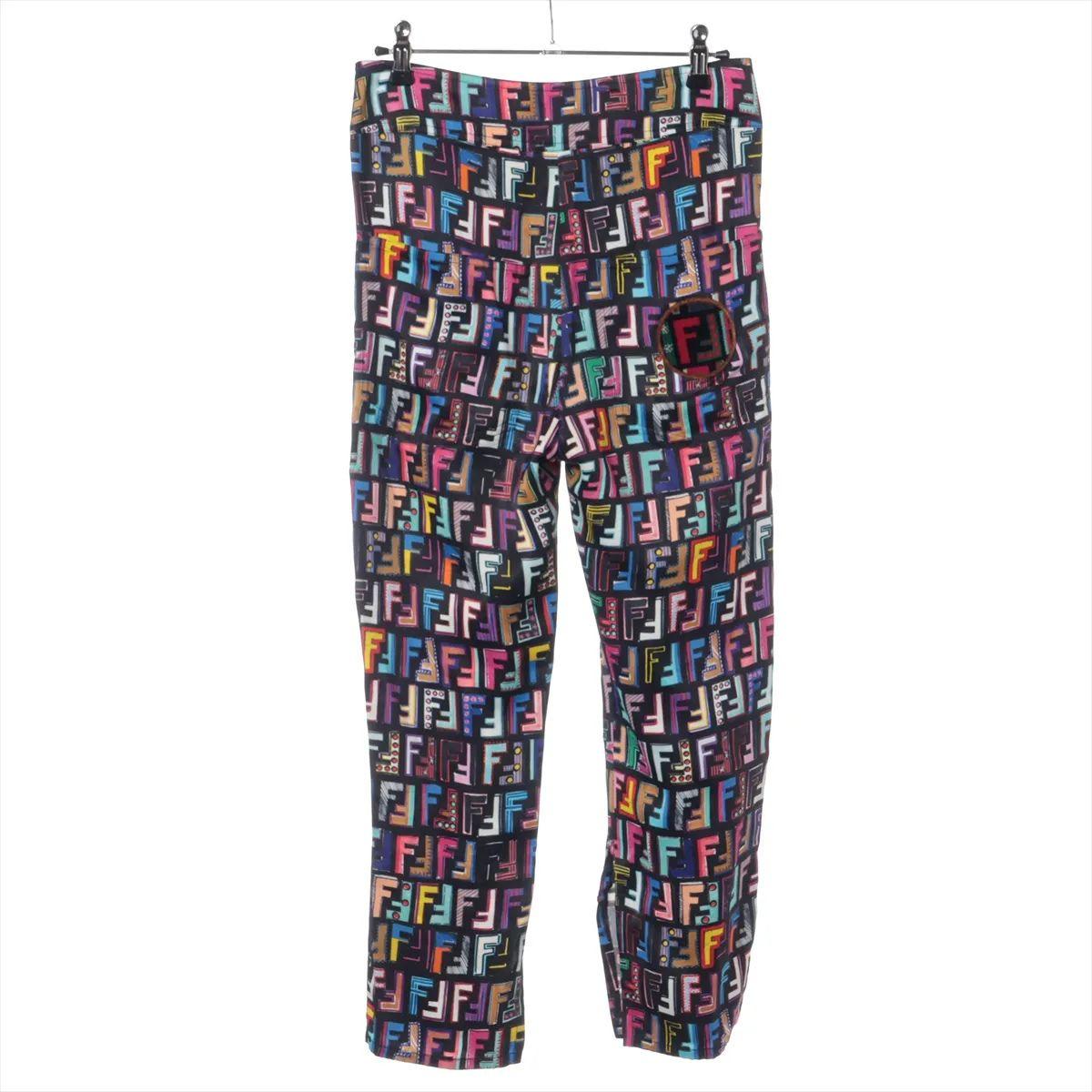 Black Fendi Zucca Hologram Polyester Rayon Pant Multicolor For Sale