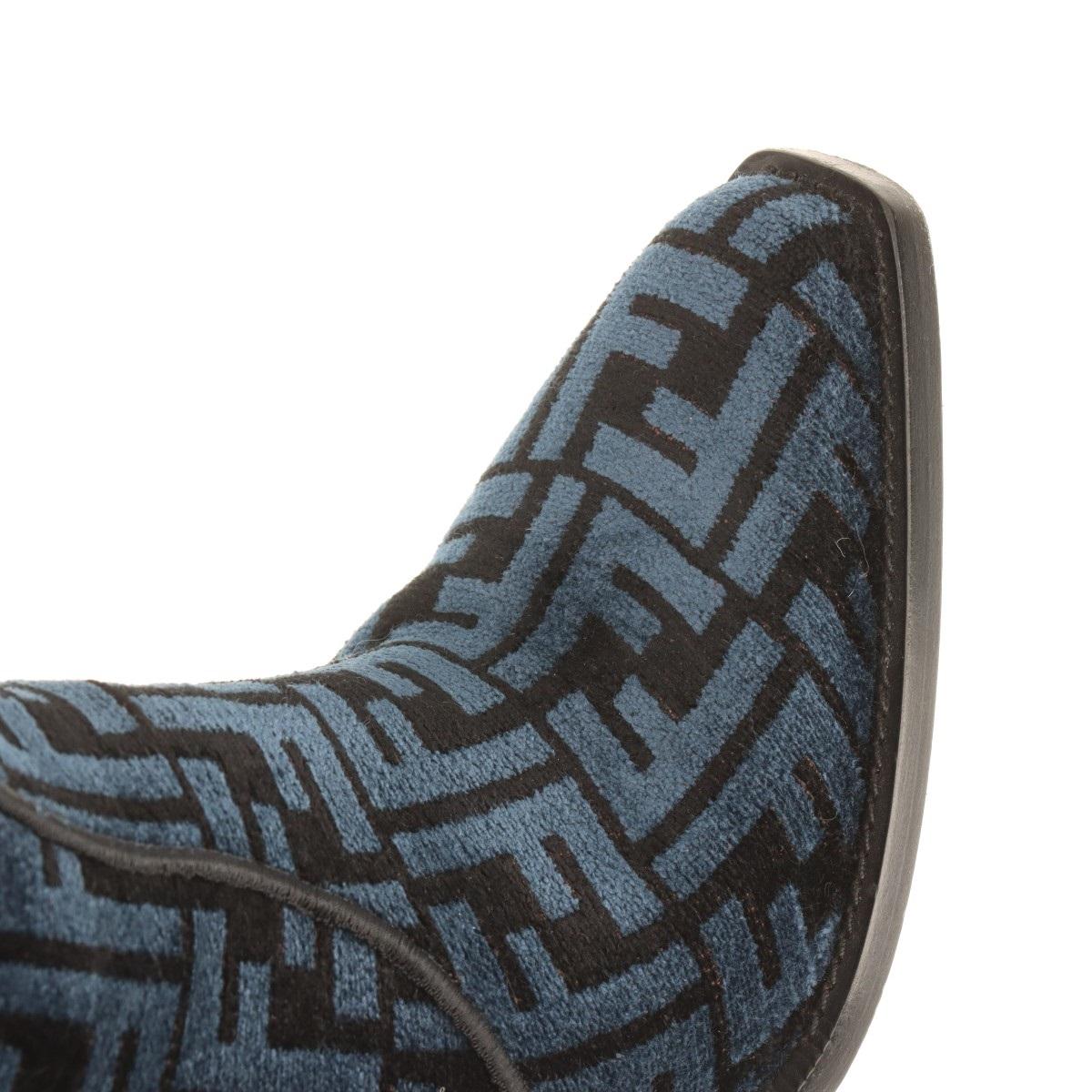 Fendi Zucca Jacquard Leather Long Boots Blue For Sale 7