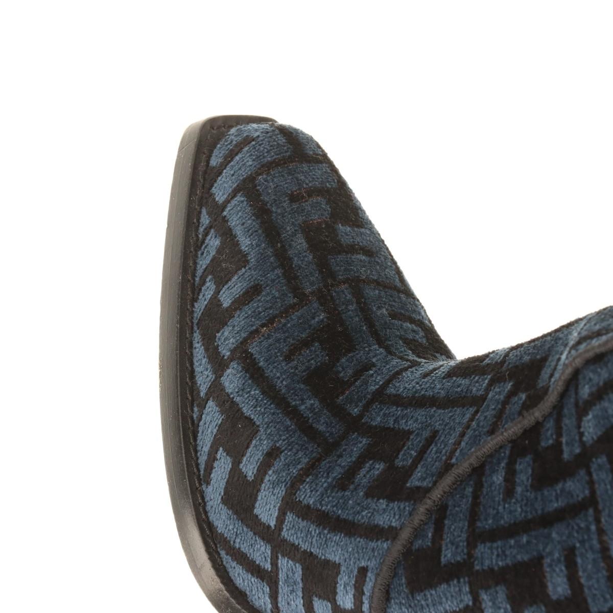 Fendi Zucca Jacquard Leather Long Boots Blue For Sale 14