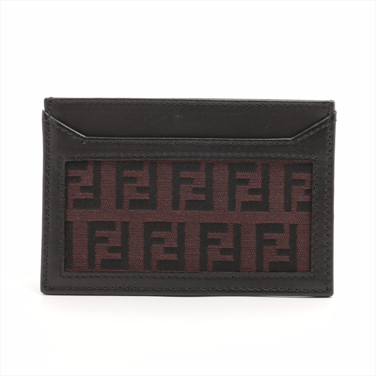 Black Fendi Zucca Leather Card Case Brown