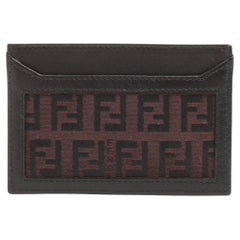 Fendi Zucca Leather Card Case Brown