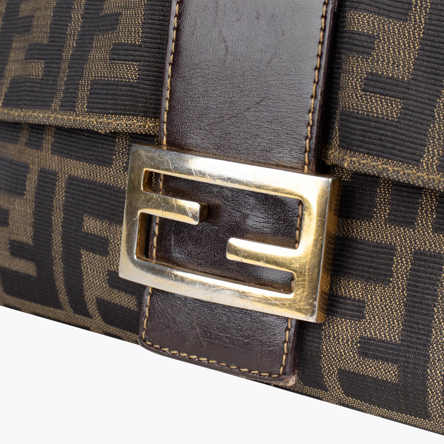 Black Fendi Zucca Mama Forever Baguette Shoulder Bag For Sale