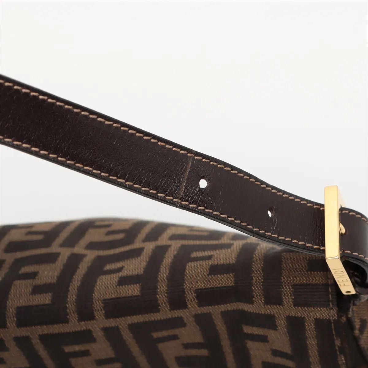 Fendi Zucca Mamma Baguette Canvas Leather Shoulder Bag Brown For Sale 5