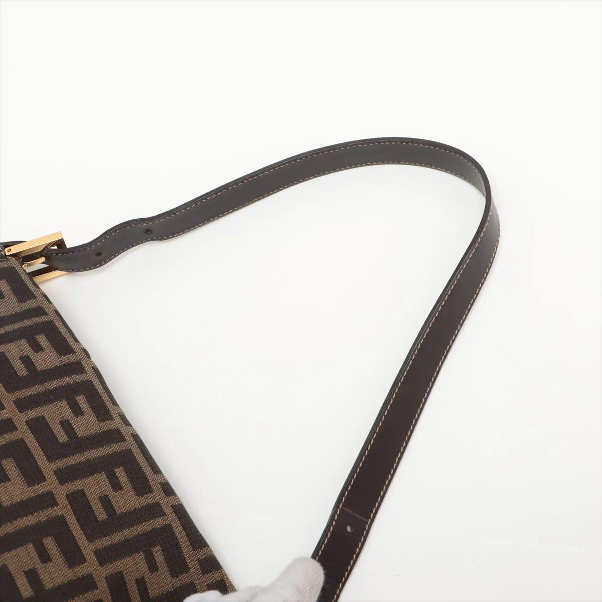 Fendi Zucca Mamma Baguette Canvas Leather Shoulder Bag Brown For Sale 1