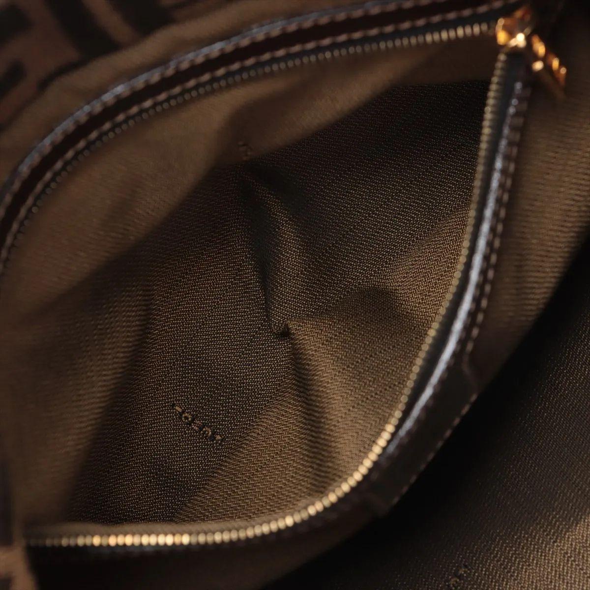 Fendi Zucca Mamma Baguette Canvas Leather Shoulder Bag Brown For Sale 3
