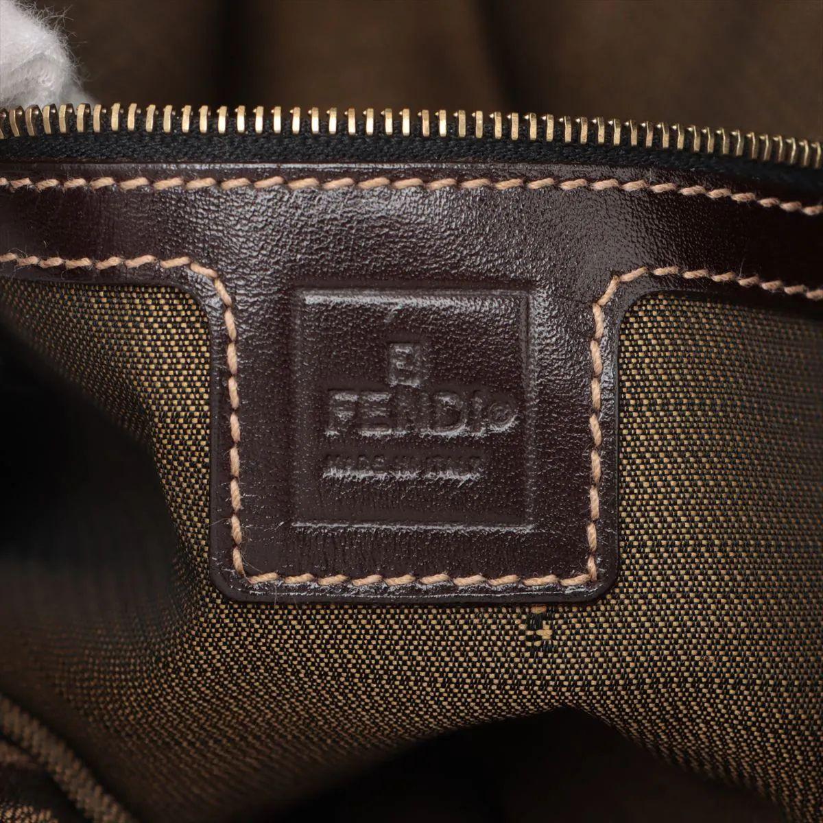 Fendi Zucca Mamma Baguette Canvas Leather Shoulder Bag Brown For Sale 4