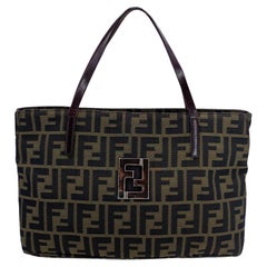 Fendi Zucca Monogram Canvas Cut Out FF Logo Tote Bag