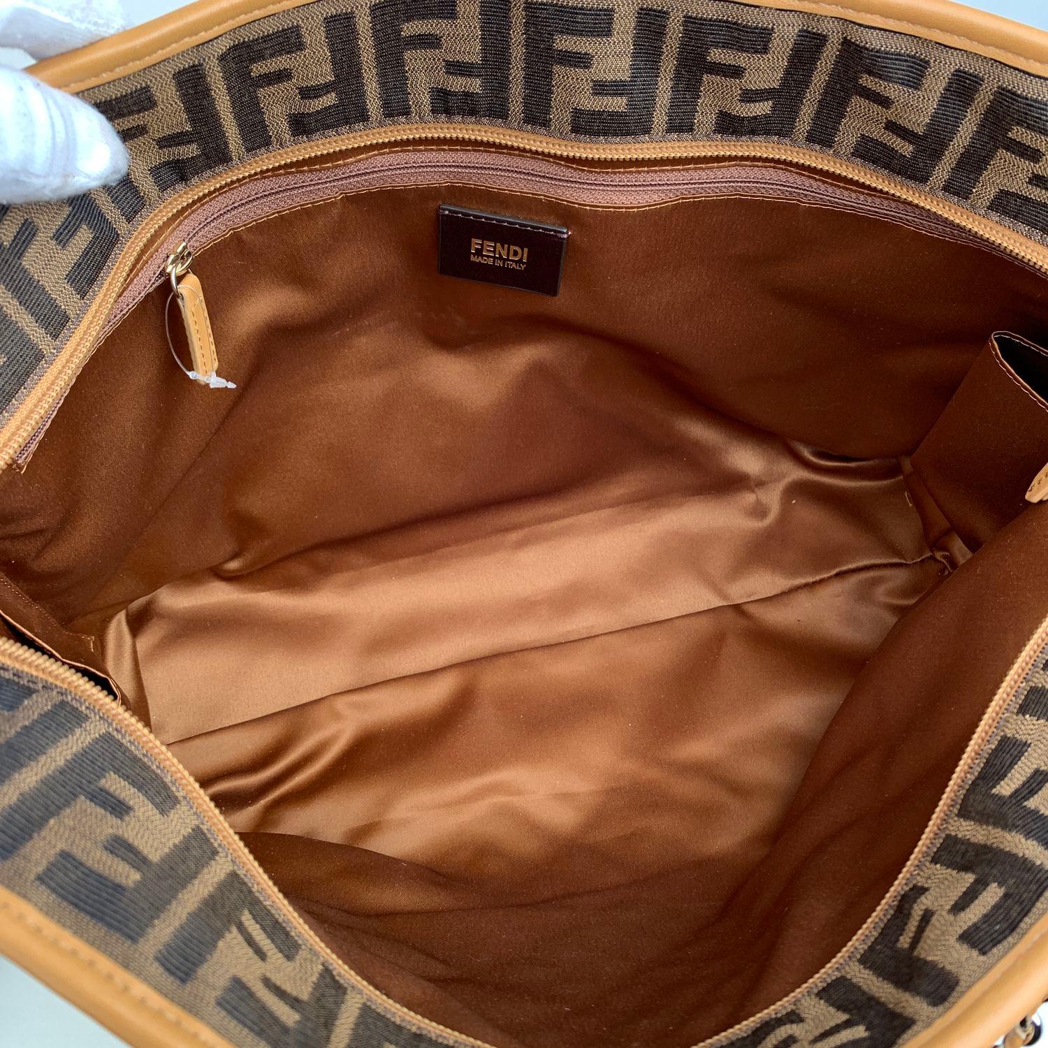 Fendi Zucca Monogram Canvas Quilted Roll Tote Bag Shopper 2