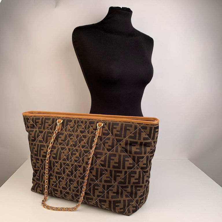 Fendi Zucca Monogram Canvas Quilted Roll Tote Bag Shopper at 1stDibs ...