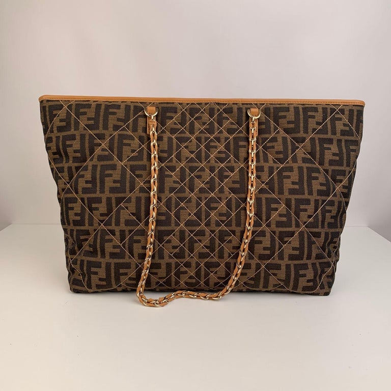 Fendi Zucca Monogram Canvas Quilted Roll Tote Bag Shopper at 1stDibs ...