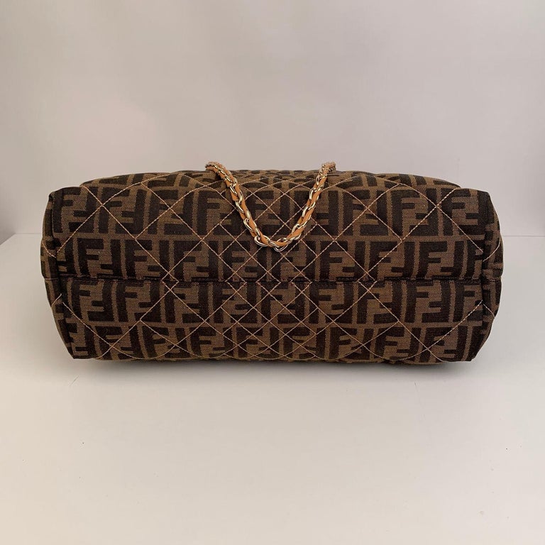 Fendi Zucca Monogram Canvas Quilted Roll Tote Bag Shopper at 1stDibs