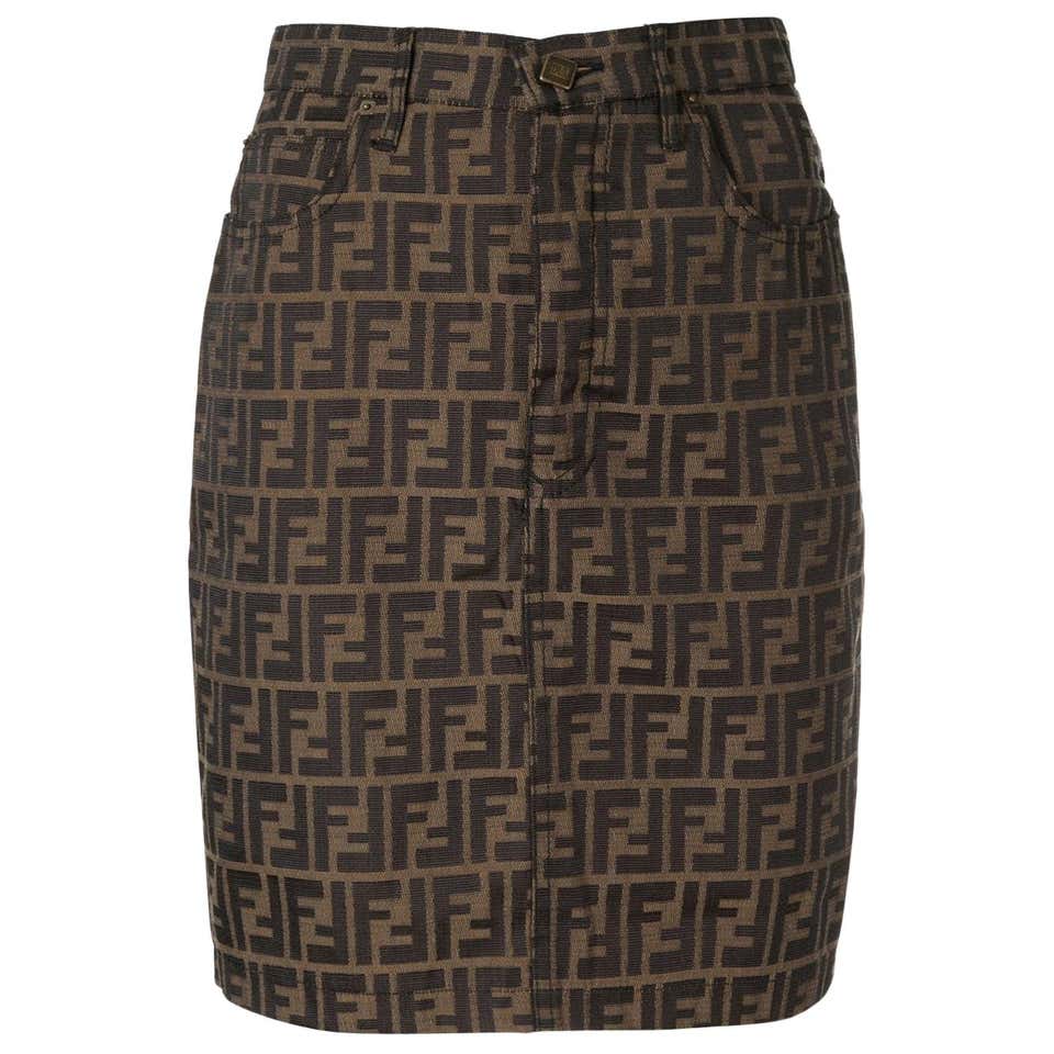 Fendi Zucca Monogram Logo Women's Logo Short Above the Knee Skirt For ...