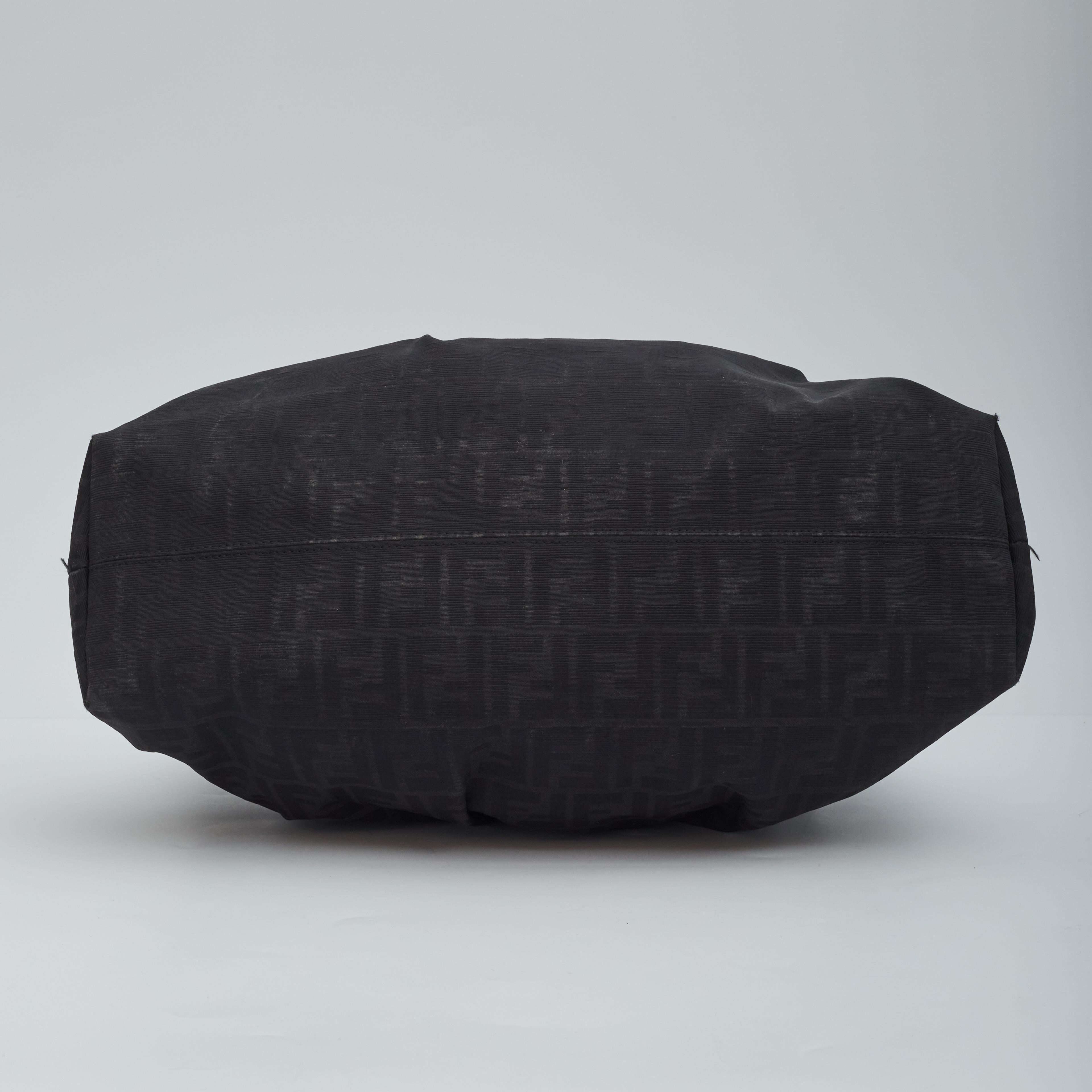 Women's Fendi Zucca Print Black Top Handle Shoulder Bag (8BH186) For Sale