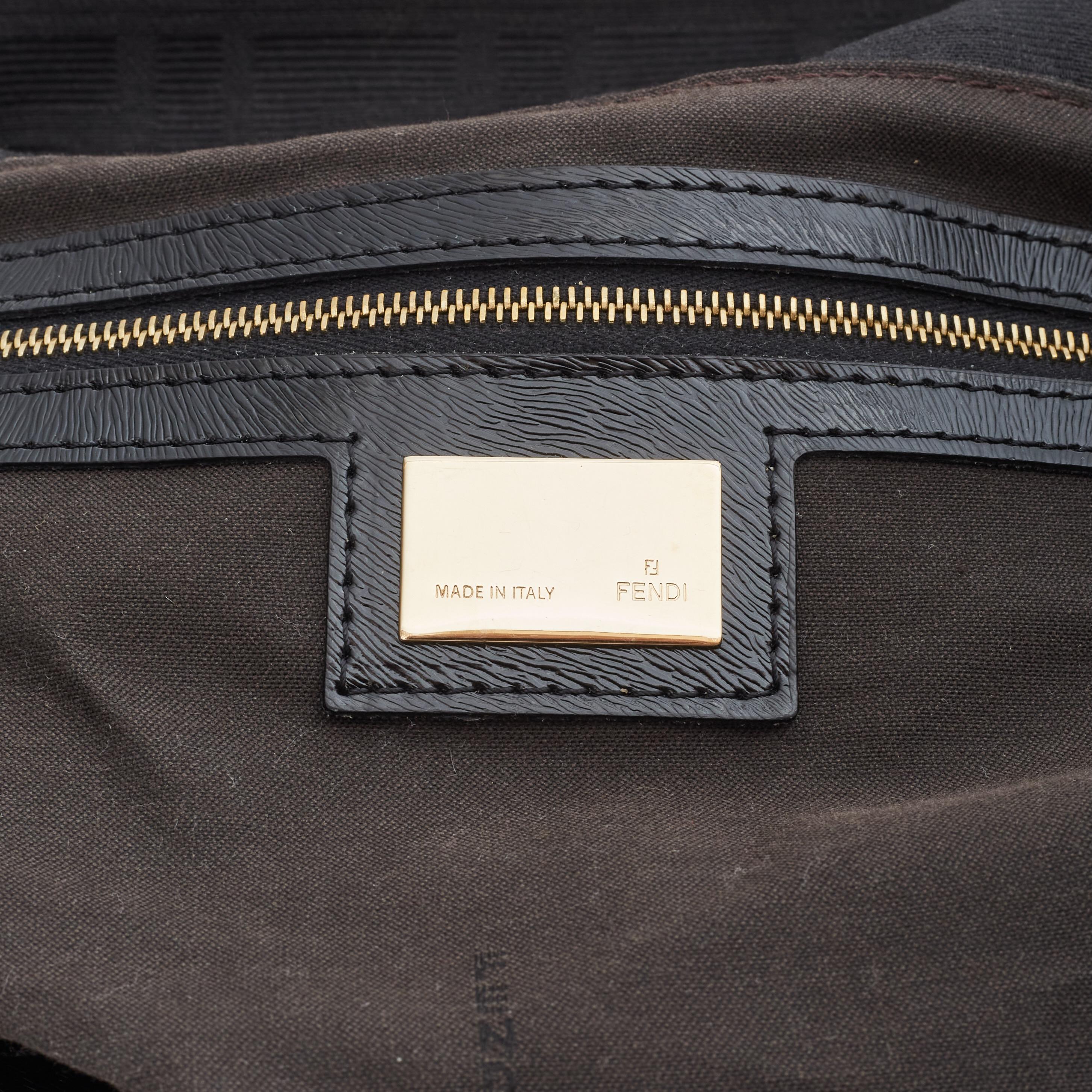 Fendi Zucca Print Black Top Handle Shoulder Bag (8BH186) For Sale 2