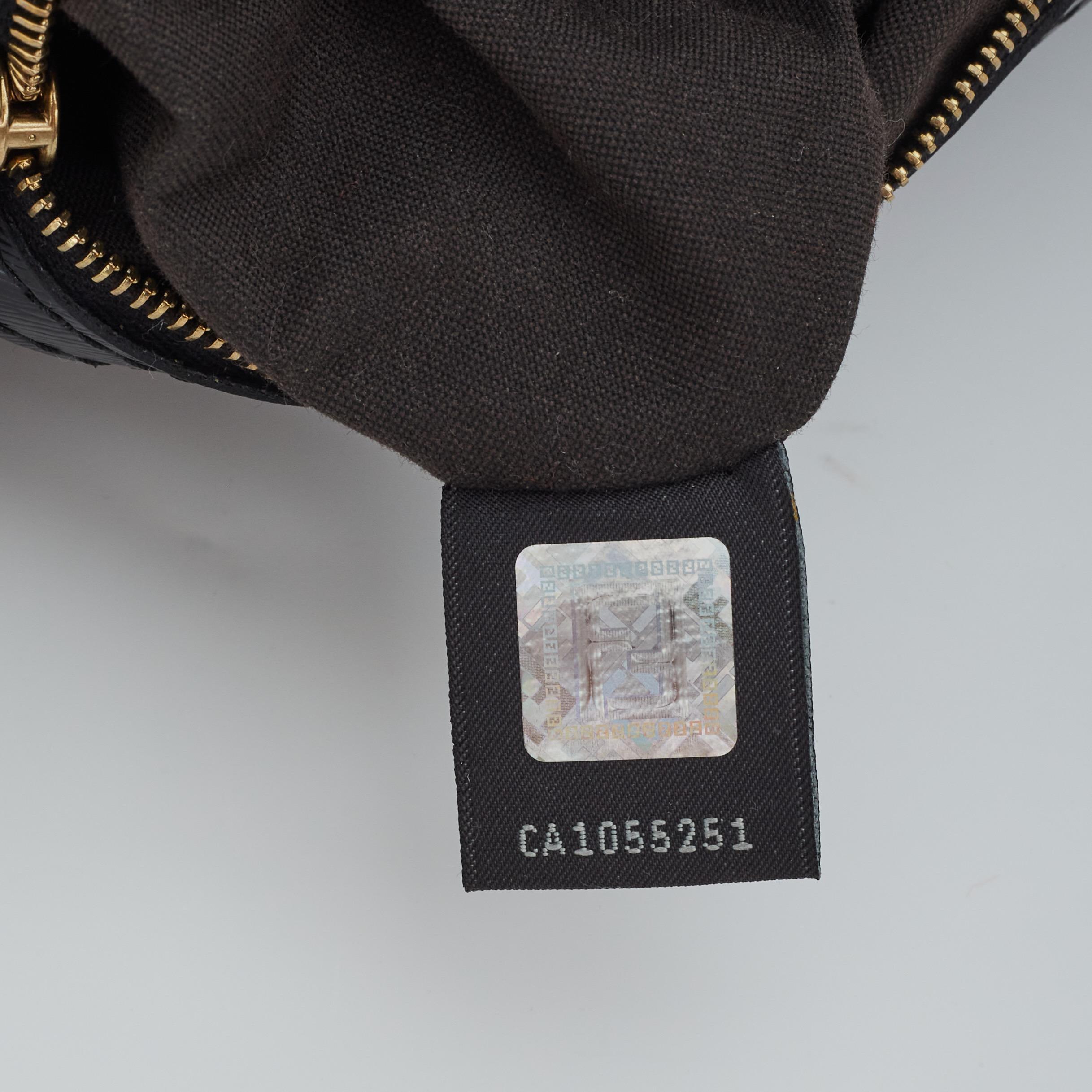 Fendi Zucca Print Black Top Handle Shoulder Bag (8BH186) For Sale 4