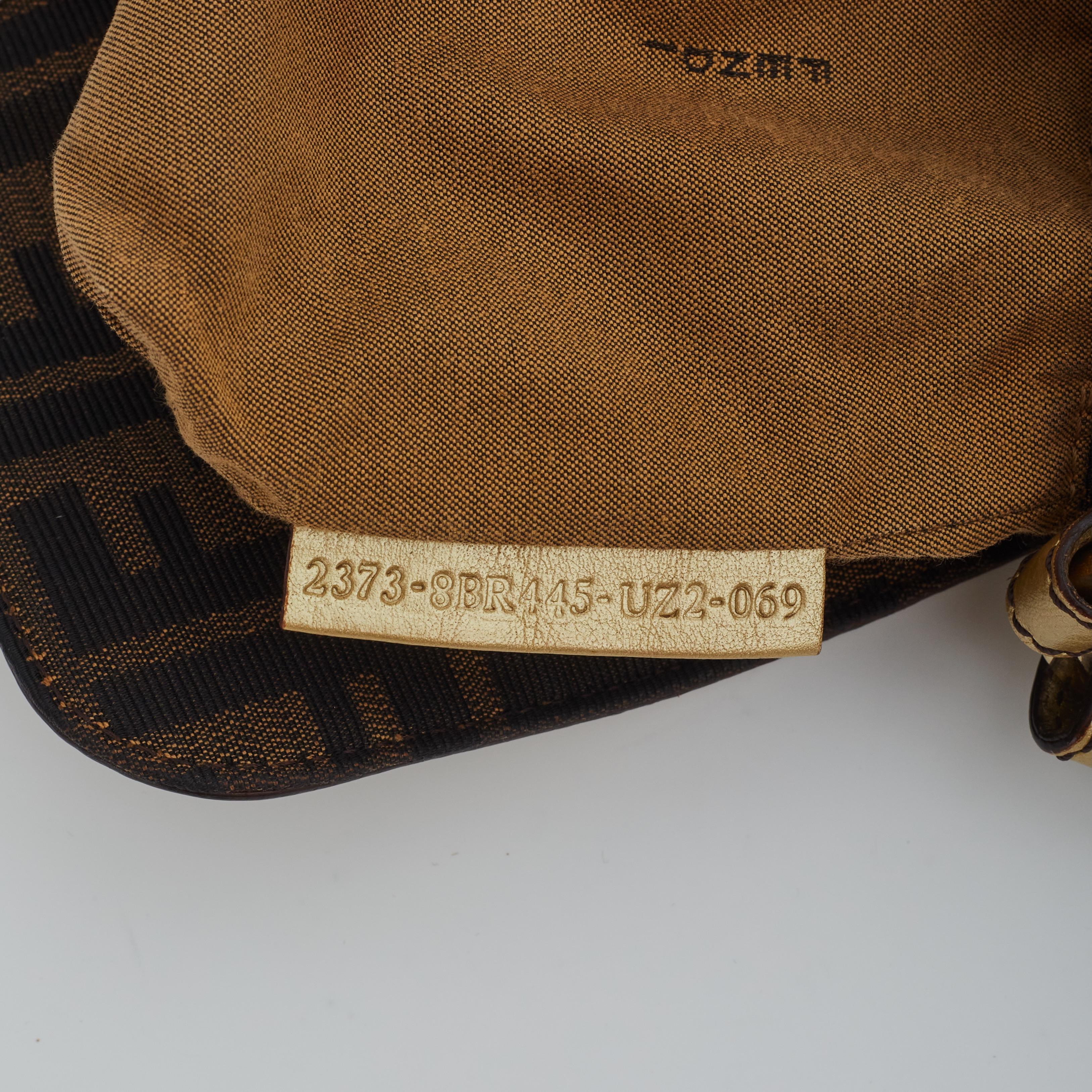 Women's Fendi Zucca Print Gold Leather Chef Shoulder Bag Small (8BR445)