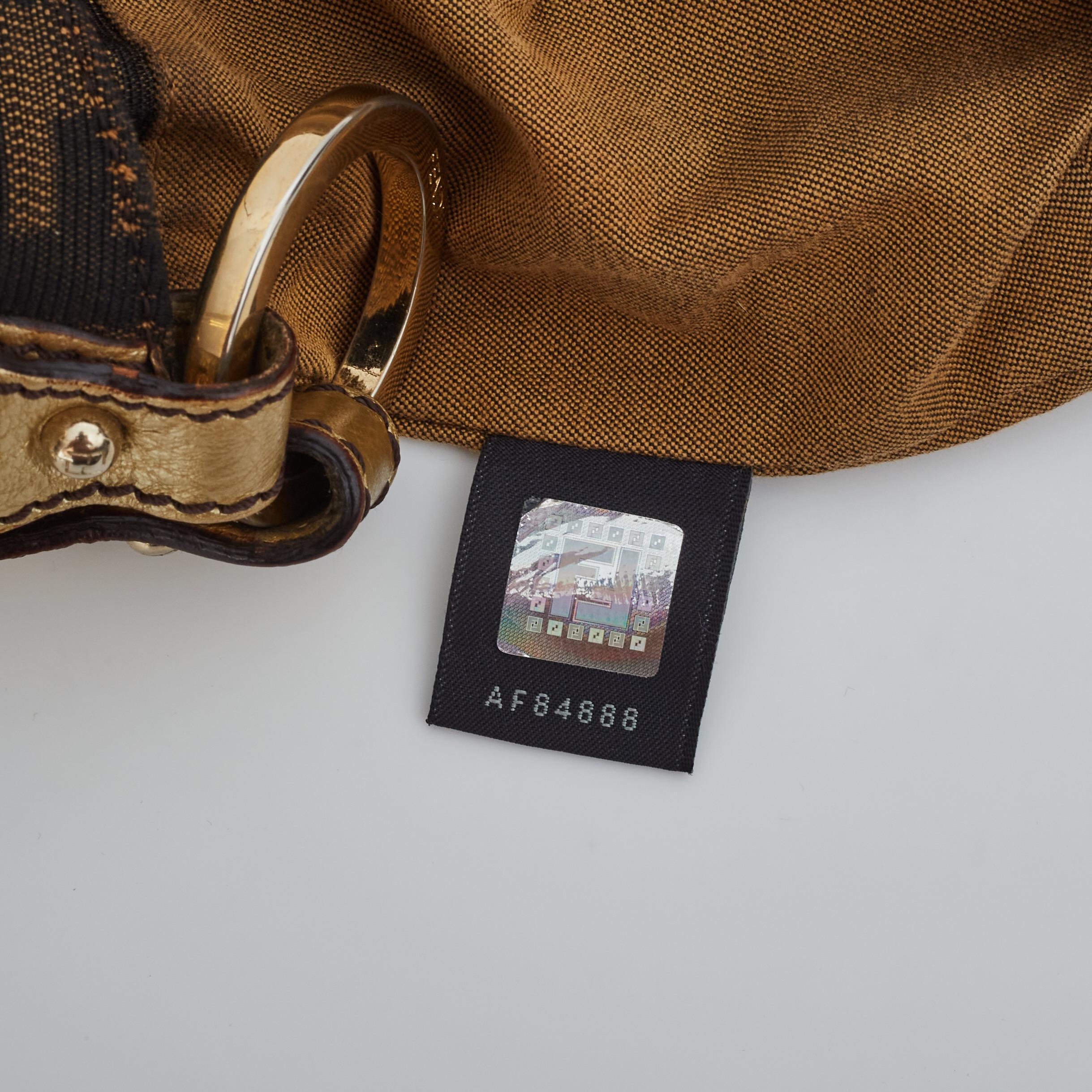 Fendi Zucca Print Gold Leather Chef Shoulder Bag Small (8BR445) 1