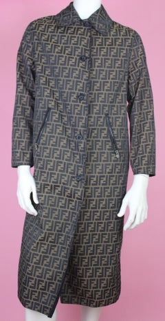 Fendi Zucca Reversible Unisex Top Coat, c. 2000's, Size M