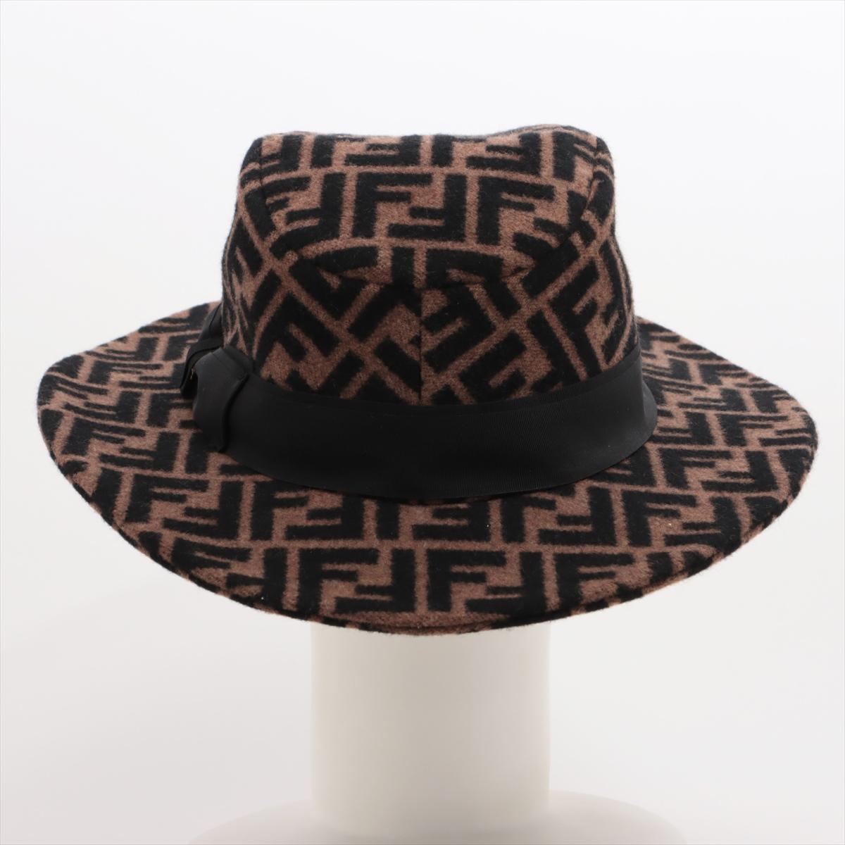 Women's or Men's Fendi Zucca Ribbon Fedora Hat Brown