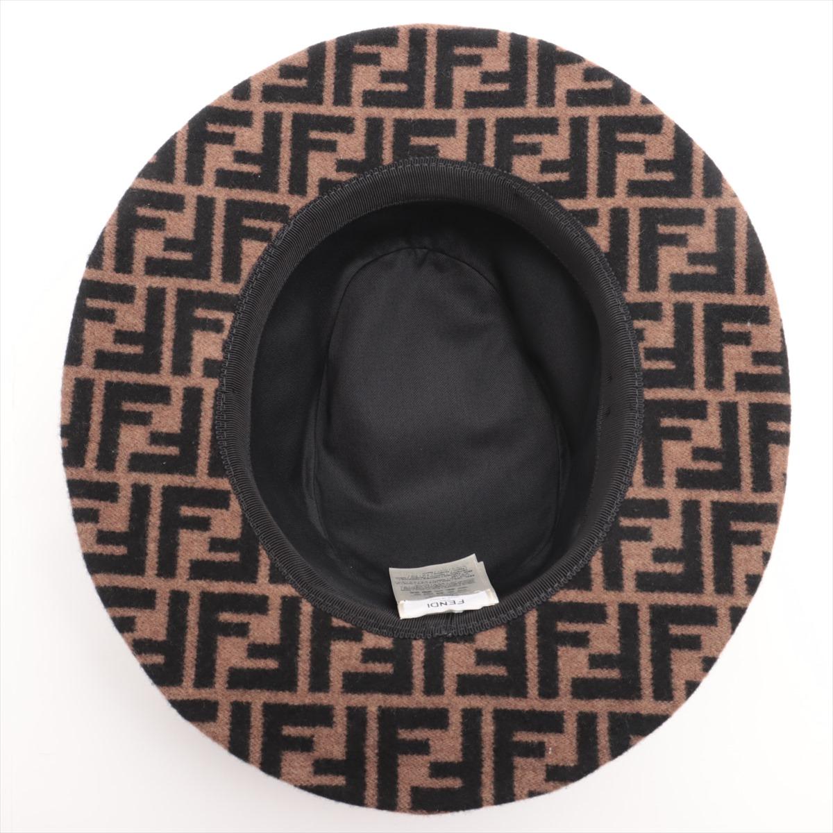 Fendi Zucca Ribbon Fedora Hat Brown 1