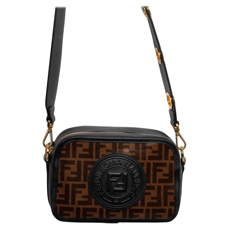 Fendi Black Brown Zucca Coated Canvas and Leather Mini Camera Bag at 1stDibs