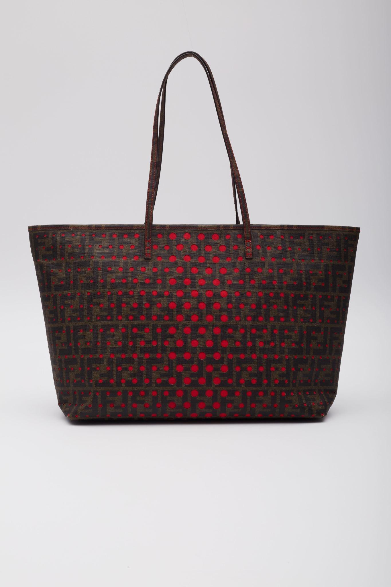 Fendi Zucca Spalmati Perforated Medium Roll Tote Tobacco In Excellent Condition In Montreal, Quebec
