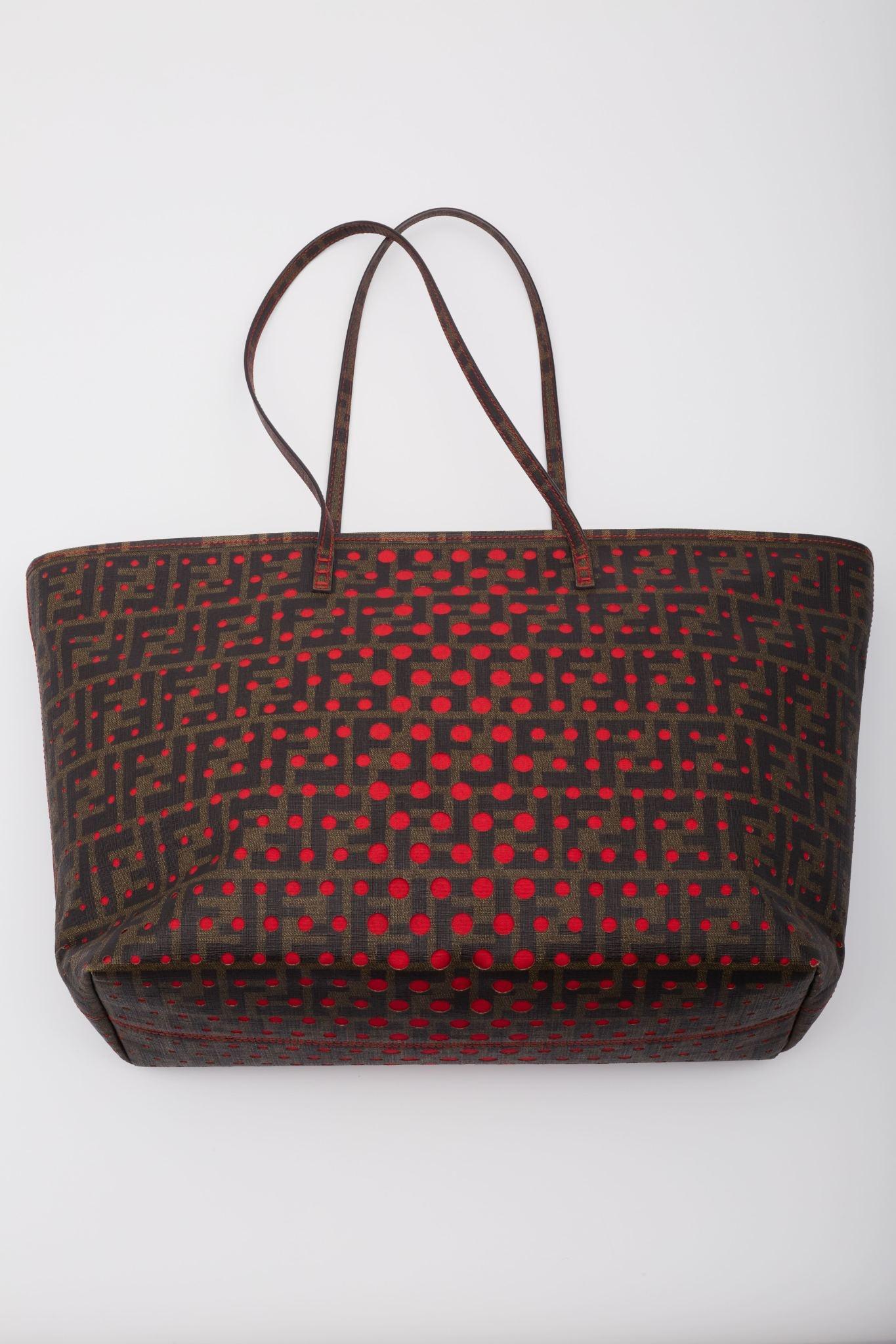 Fendi Zucca Spalmati Perforated Medium Roll Tote Tobacco 1