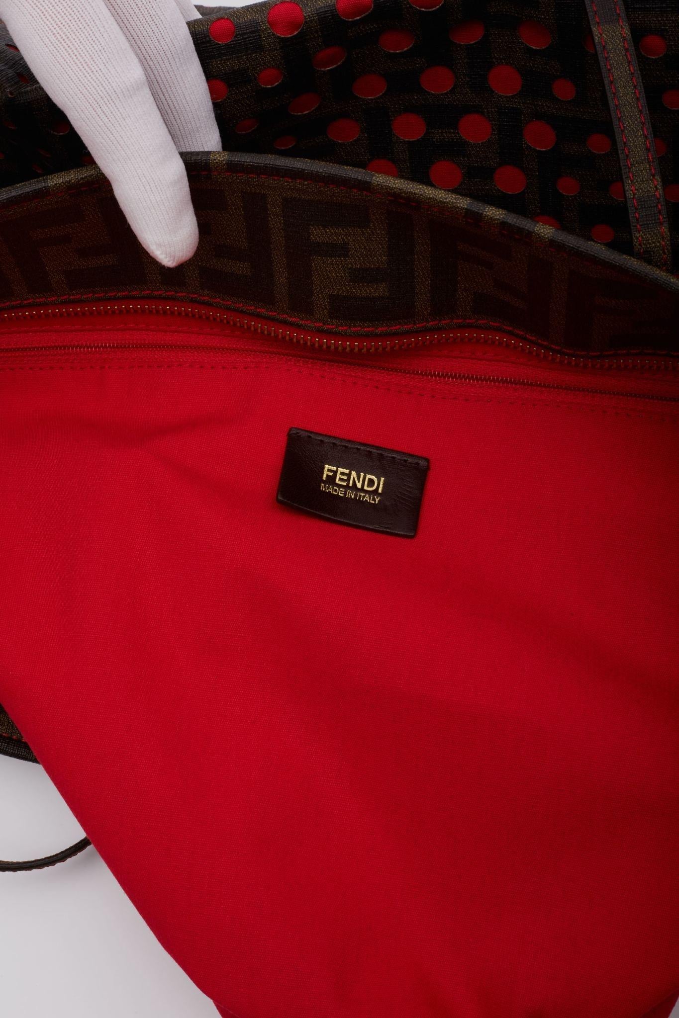 Fendi Zucca Spalmati Perforated Medium Roll Tote Tobacco 3