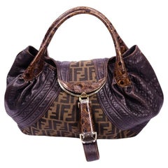 Fendi Zucca Spy Bag with Croc-Embossed Handle