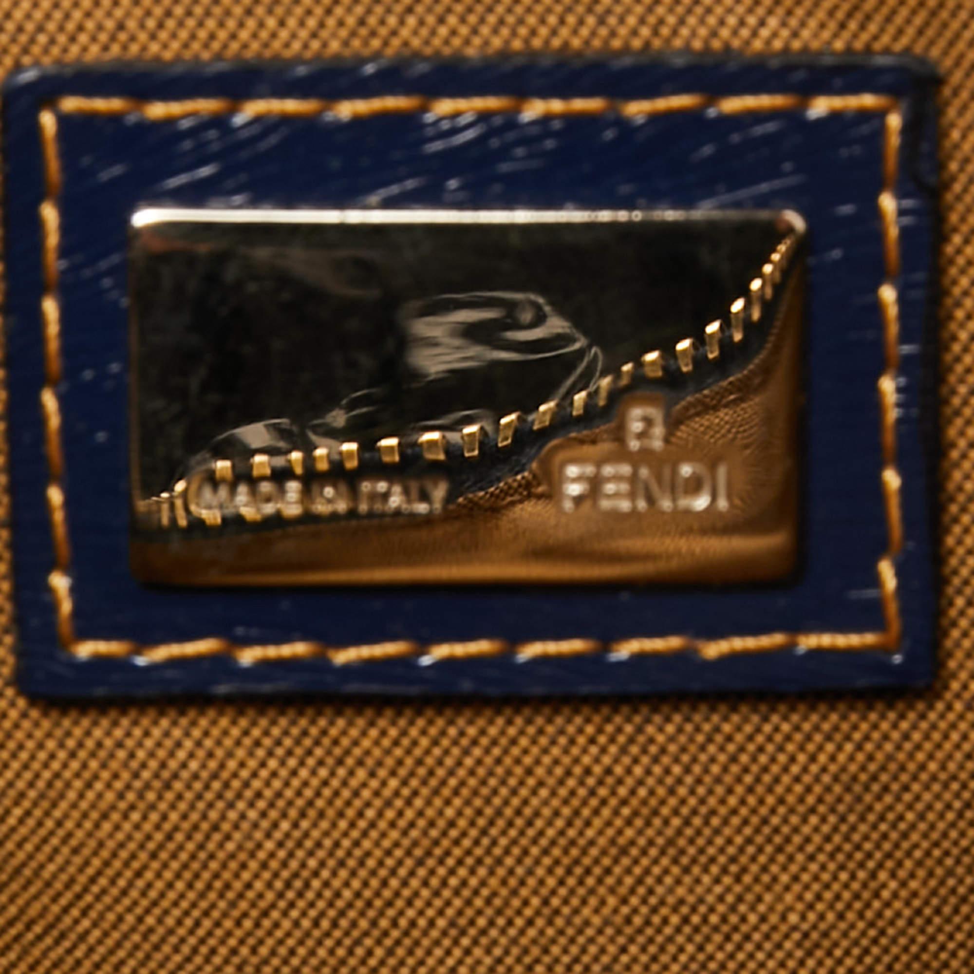 Fendi Zucchino Canvas and Patent Leather Small Forever Bauletto Boston Bag 8