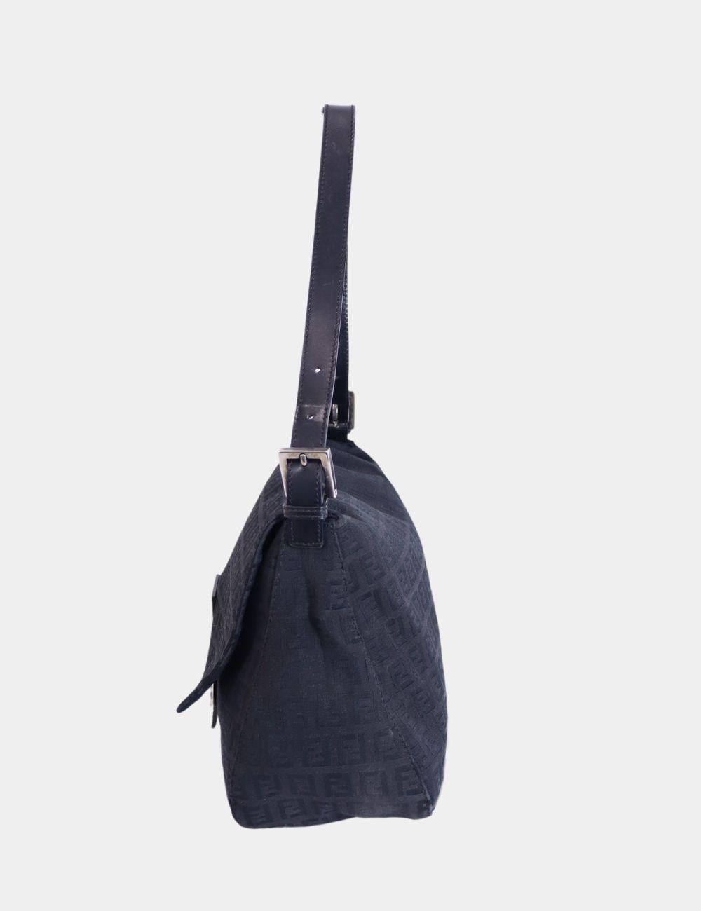 Black Fendi Zucchino Canvas Mama Baguette Bag