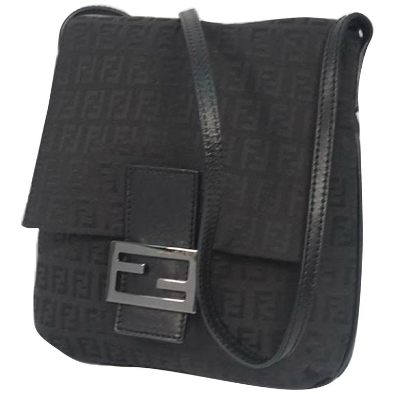 FENDI Zucchino cross body Womens shoulder bag black For Sale at 1stDibs