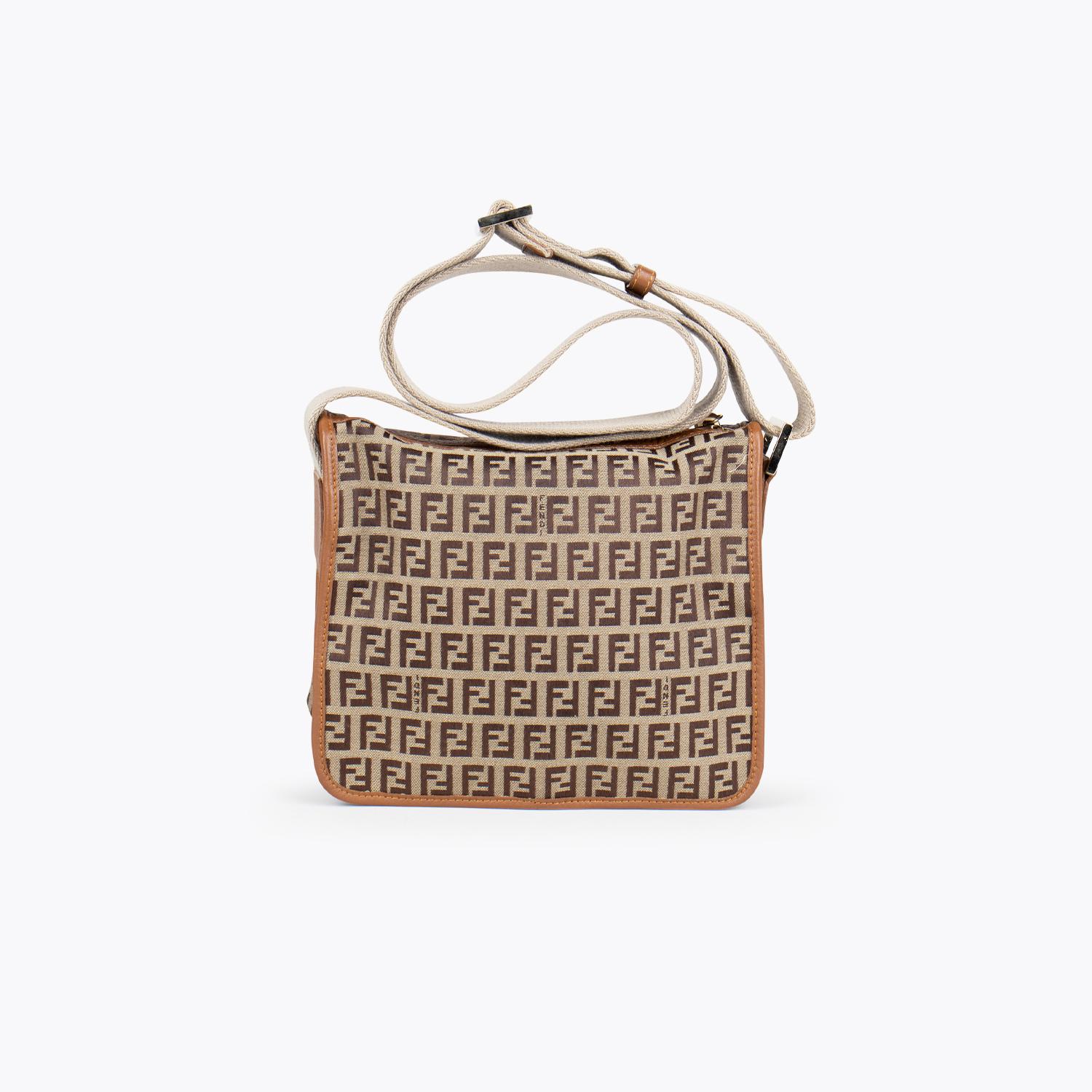 Brown Fendi Zucchino Crossbody Bag For Sale