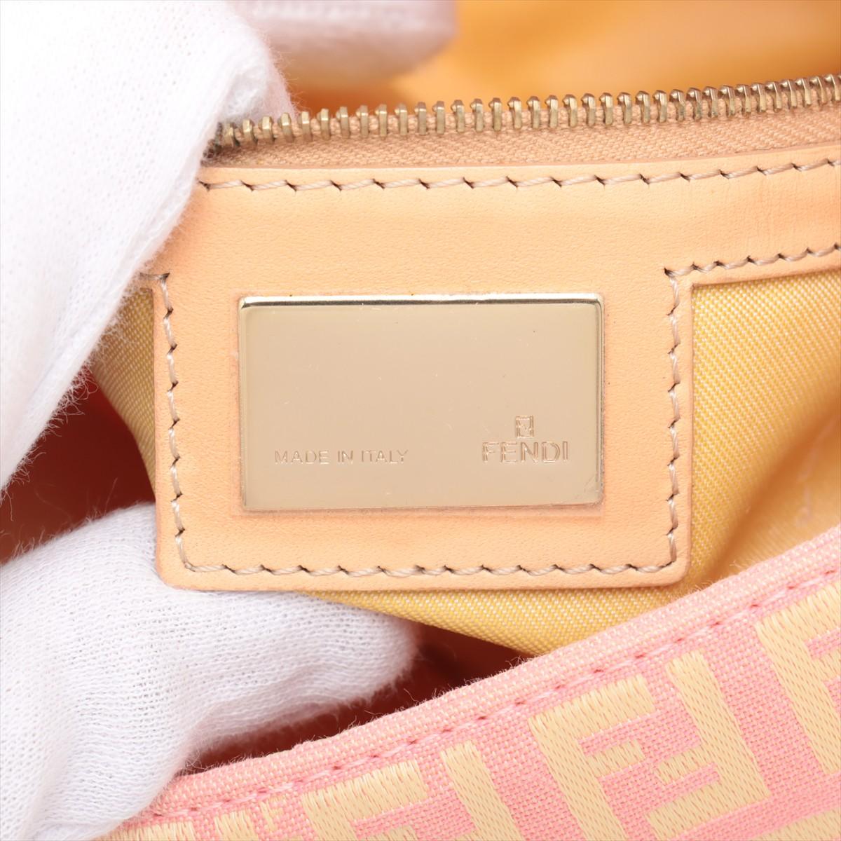 Fendi Zucchino Mamma Forever Canvas Baguette Bag Pink 5