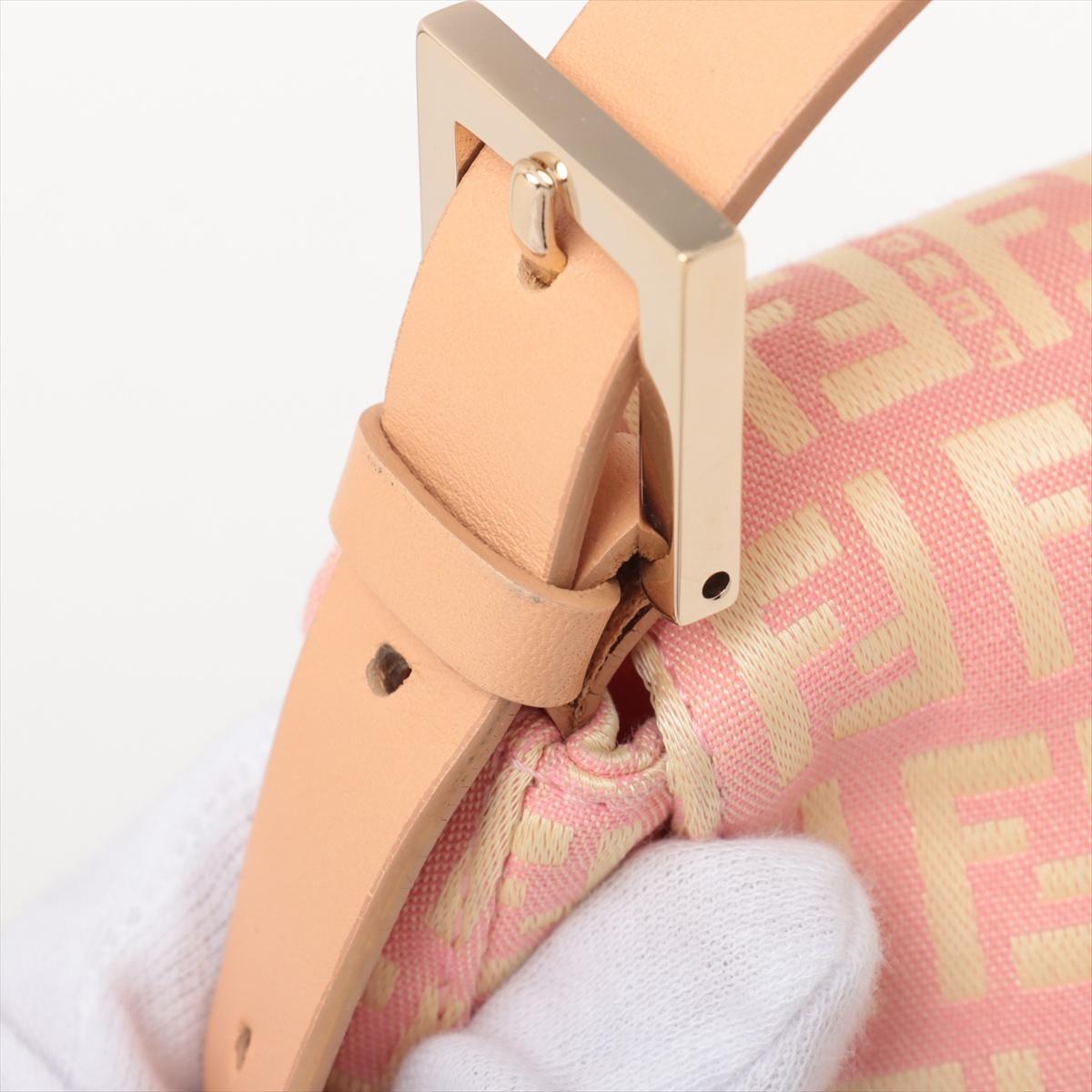 Fendi Zucchino Mamma Forever Canvas Baguette Bag Pink 6