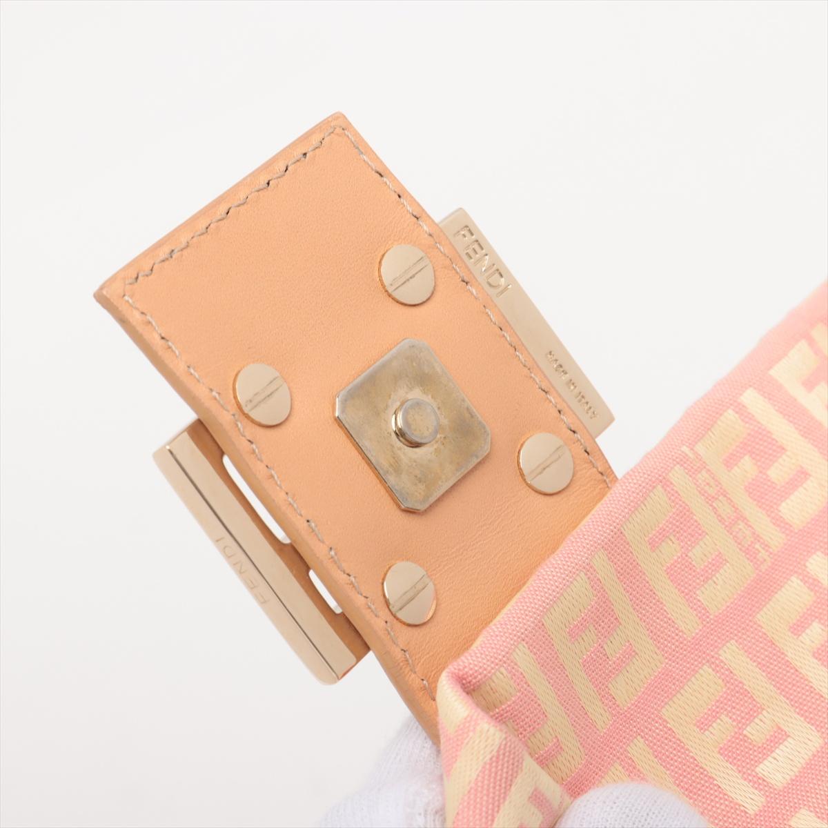 Fendi Zucchino Mamma Forever Canvas Baguette Bag Pink 11