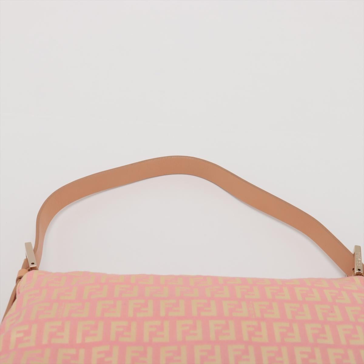 Fendi Zucchino Mamma Forever Canvas Baguette Bag Pink 2