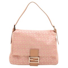 Fendi Zucchino Mamma Forever Canvas Baguette Bag Pink