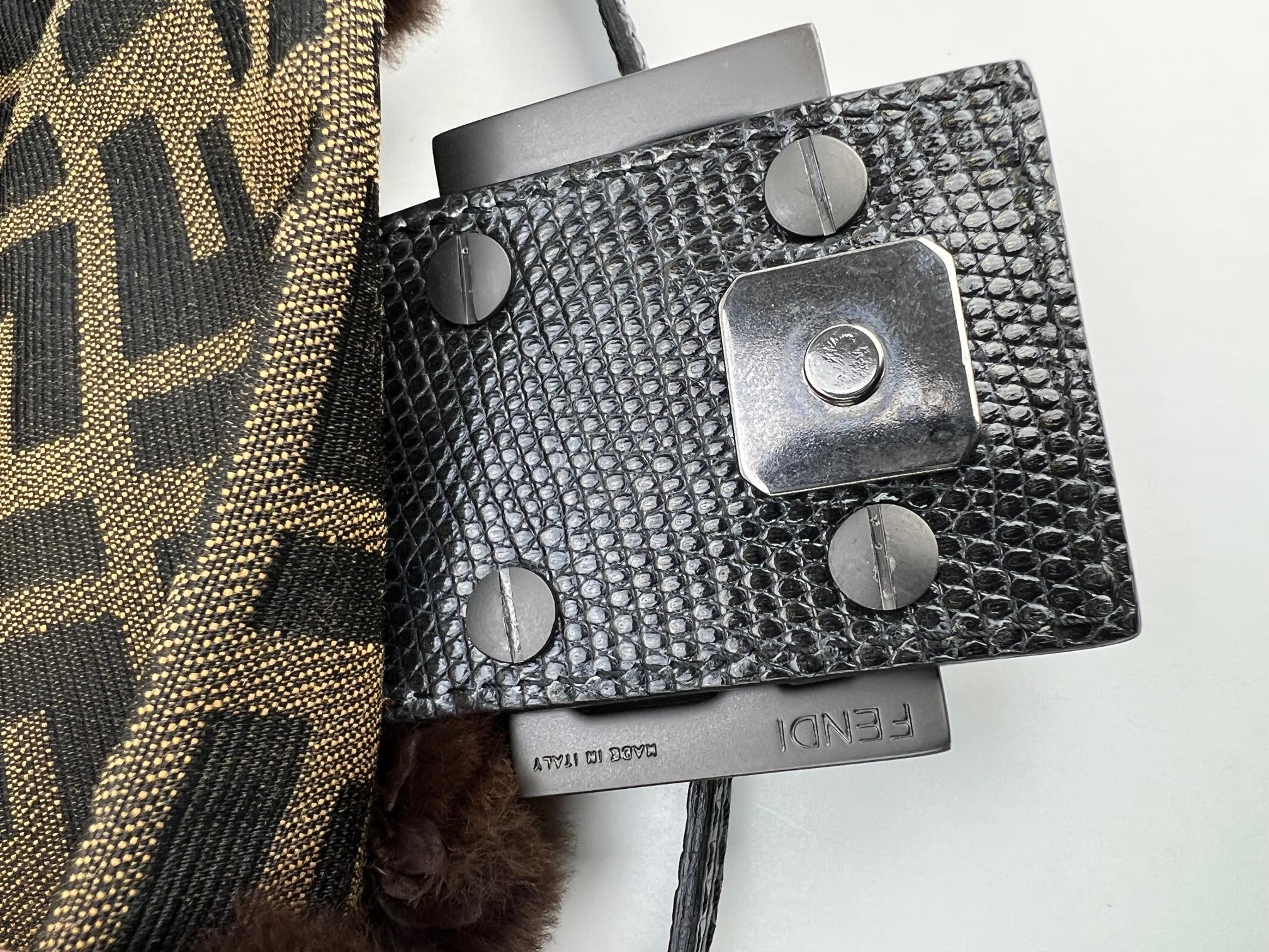 FENDI Zucchino Mini Mama Baguette With  Rabbit Embellishments Bag 2