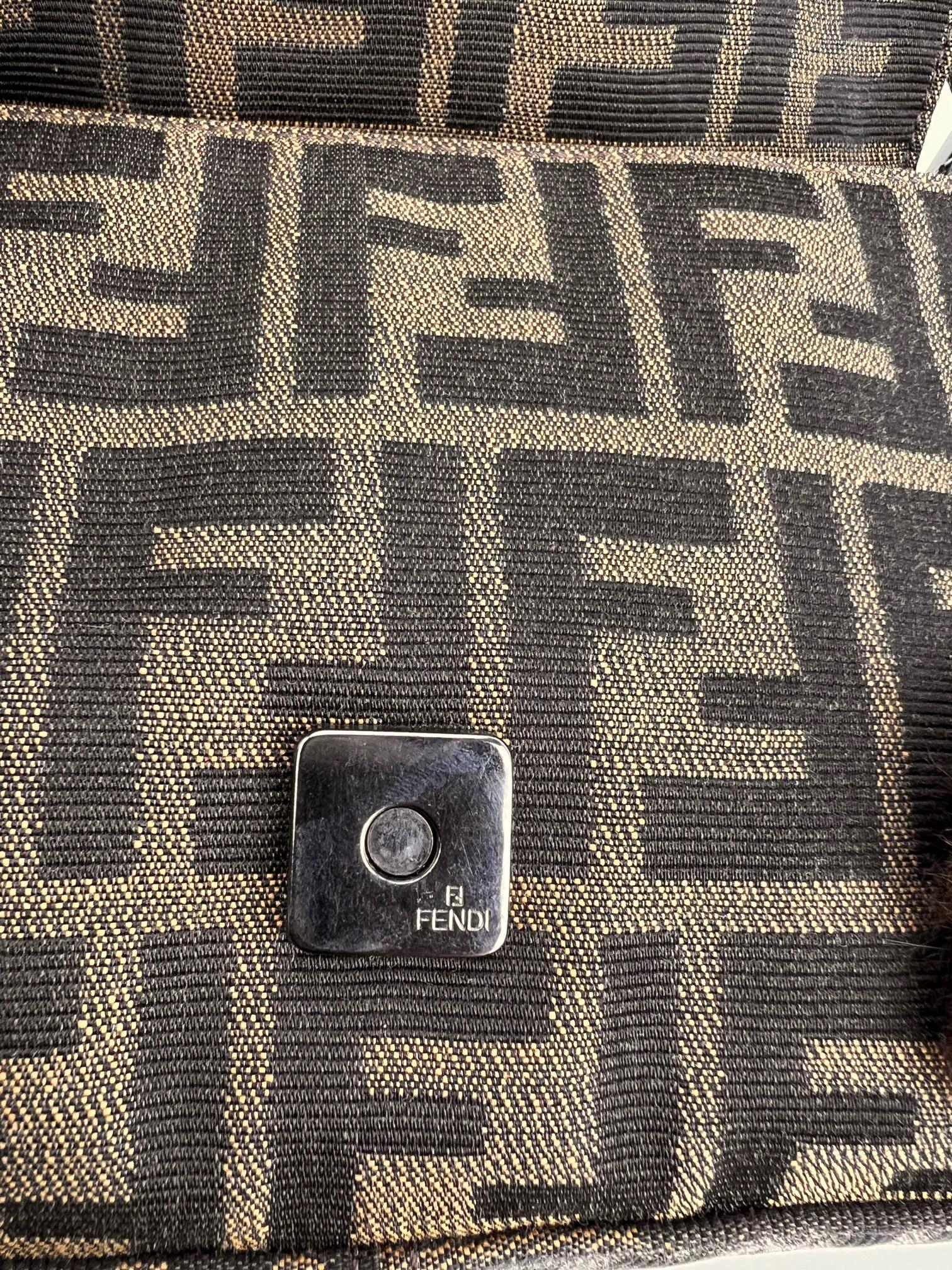 FENDI Zucchino Mini Mama Baguette With  Rabbit Embellishments Bag 1