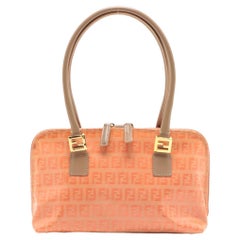 Fendi Zucchino Patent Leather Handbag Orange