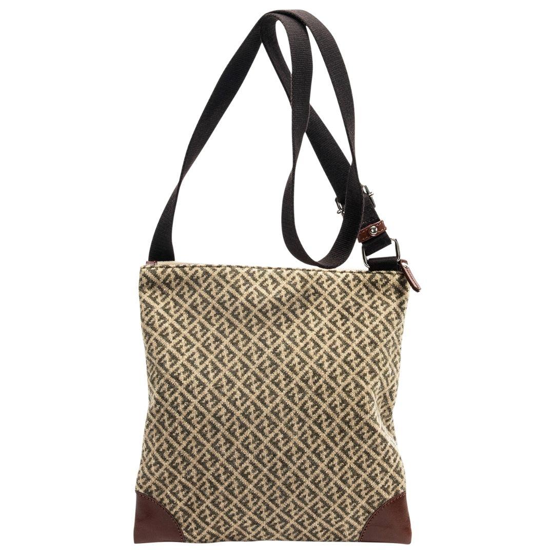 Brown Fendi Zucchino Wool Crossbody Bag For Sale