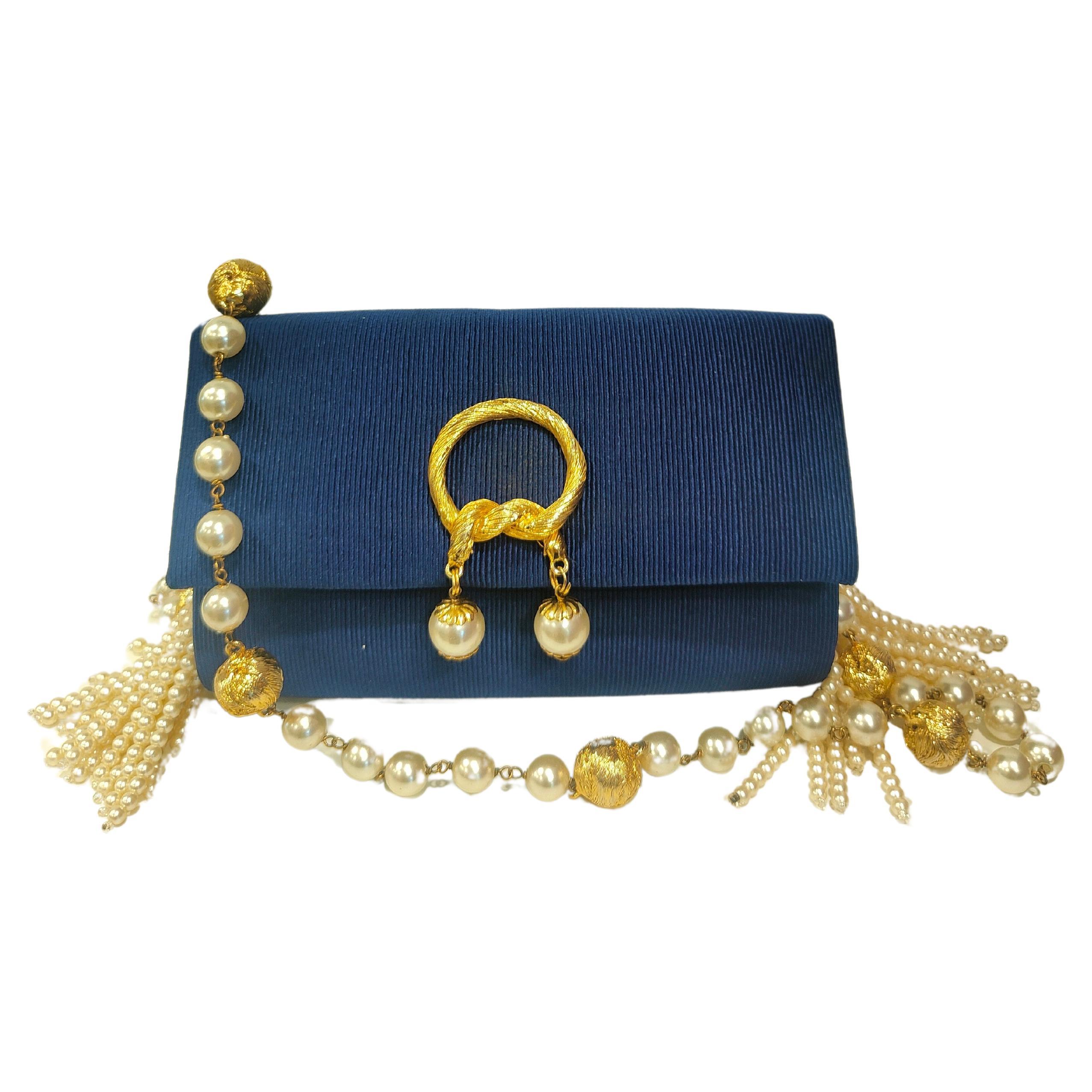Fendissime Blue with pearls shoulder bag For Sale at 1stDibs