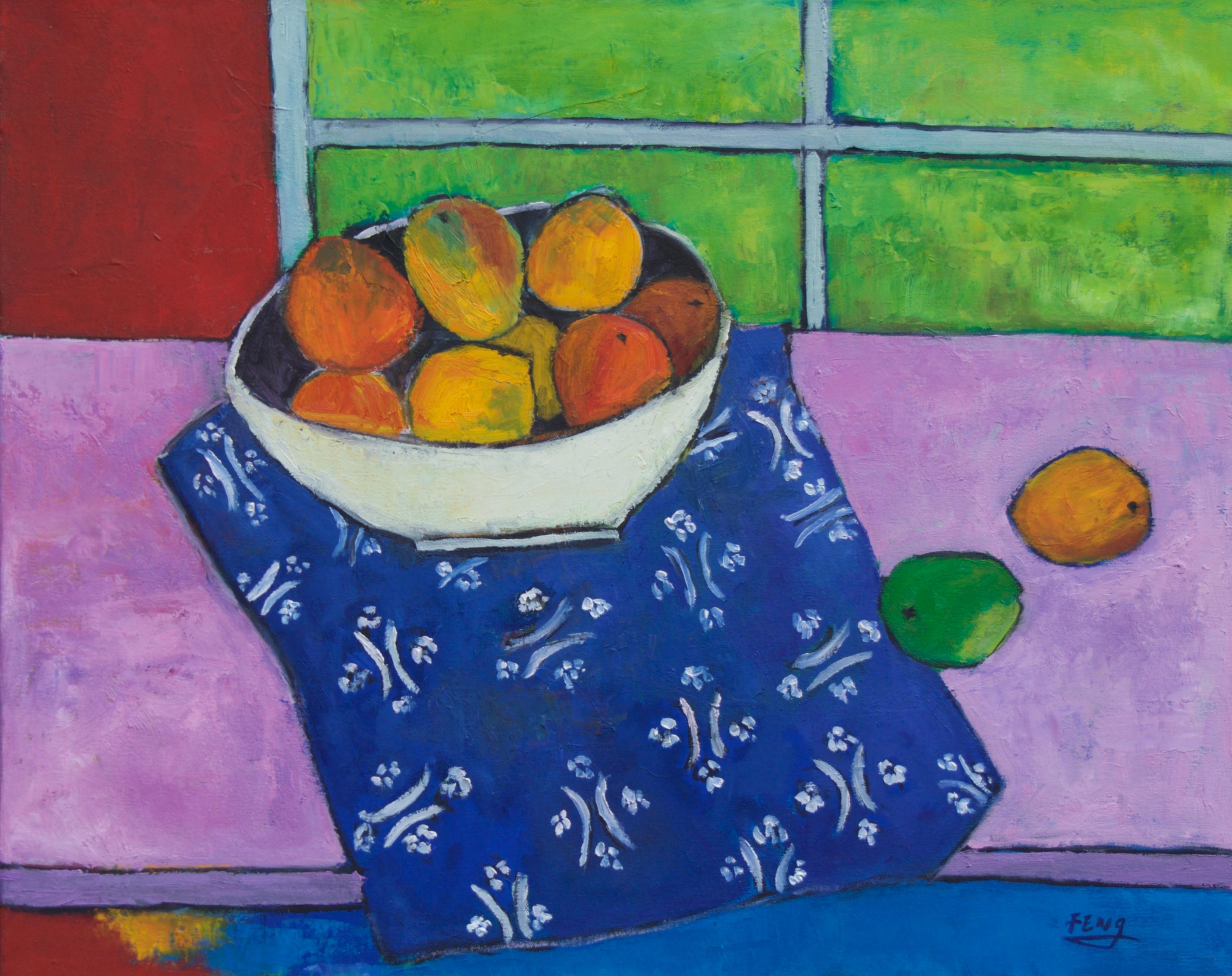 Feng Biddle Still-Life Painting - Gauguin's Mango, Oil Painting