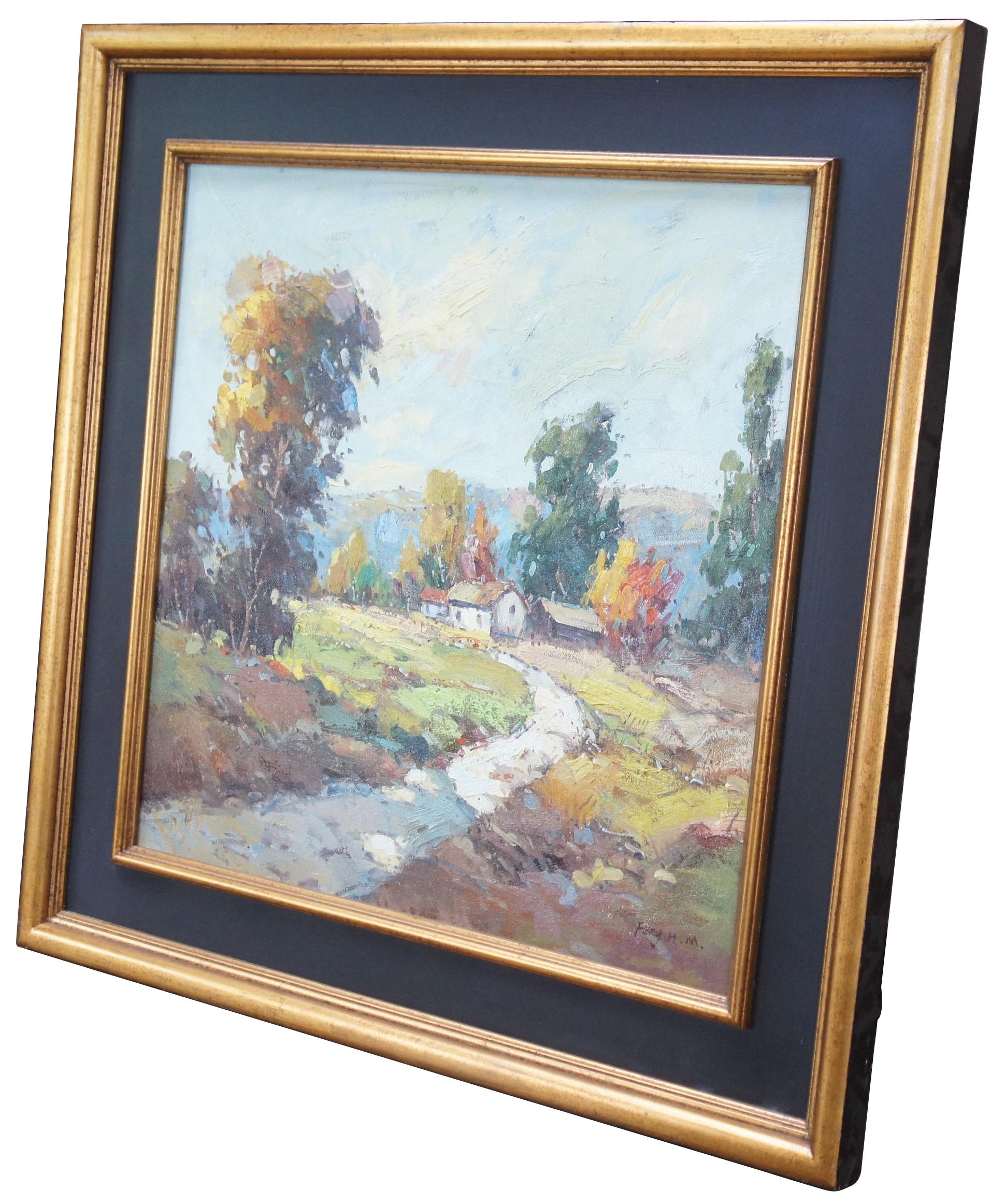Expressionist Feng H.M. Impressionist Landscape Oil Painting Country Farmhouse 41