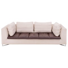 Feng Ivory and Brown Three-Seat Sofa by Didier Gomez for Ligne Roset