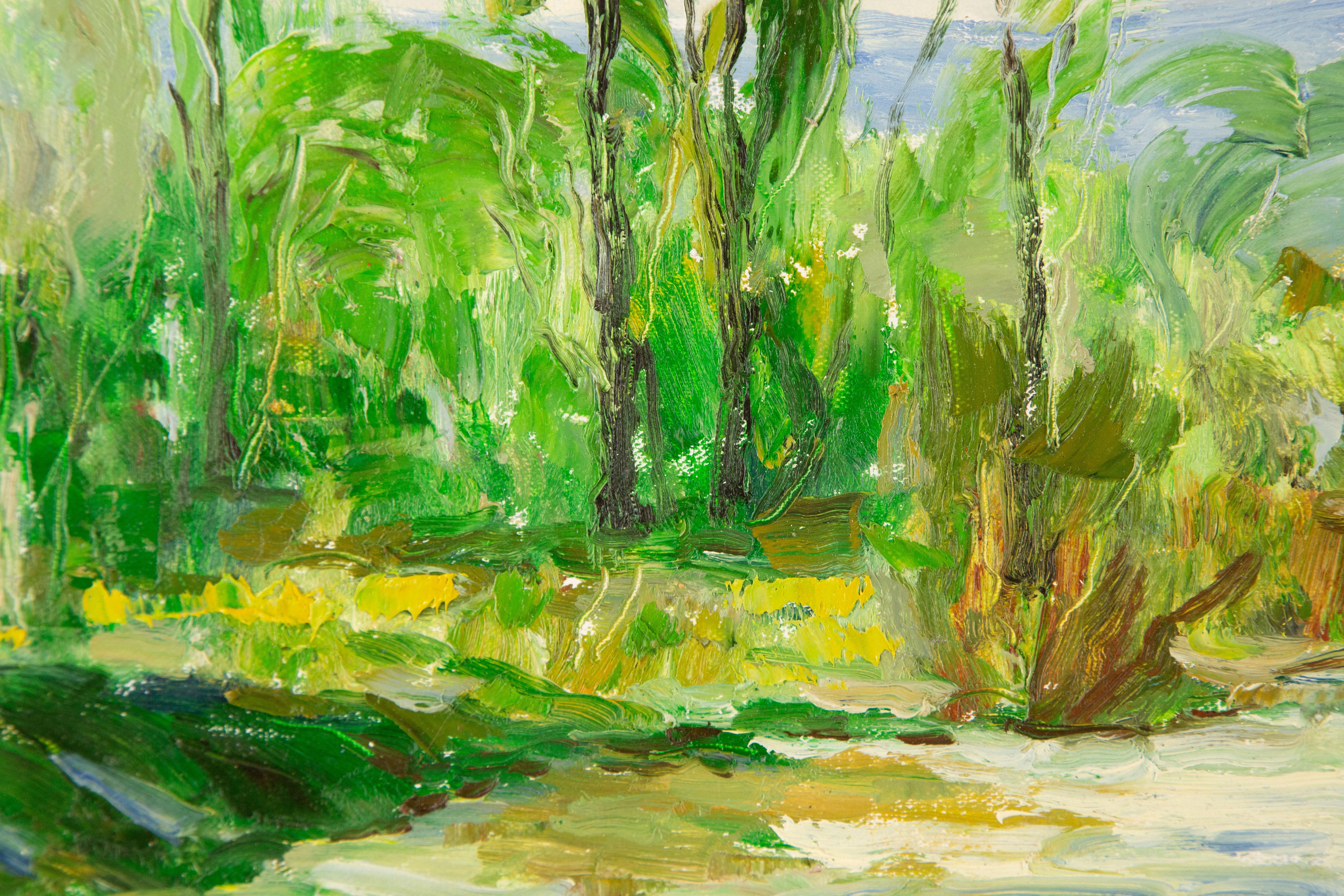 Feng Li Landschaft, Original, Ölgemälde auf Leinwand, „Green Land“ im Angebot 4