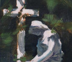 Figurative Landschaftsmalerei – Mondgemälde unter Sonnenlicht